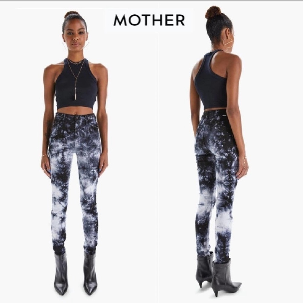 Mother The Super Swooner in Winding Paths Jeans Size 26 NWT Tie Dye